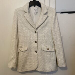 White Textured Suit Jacket